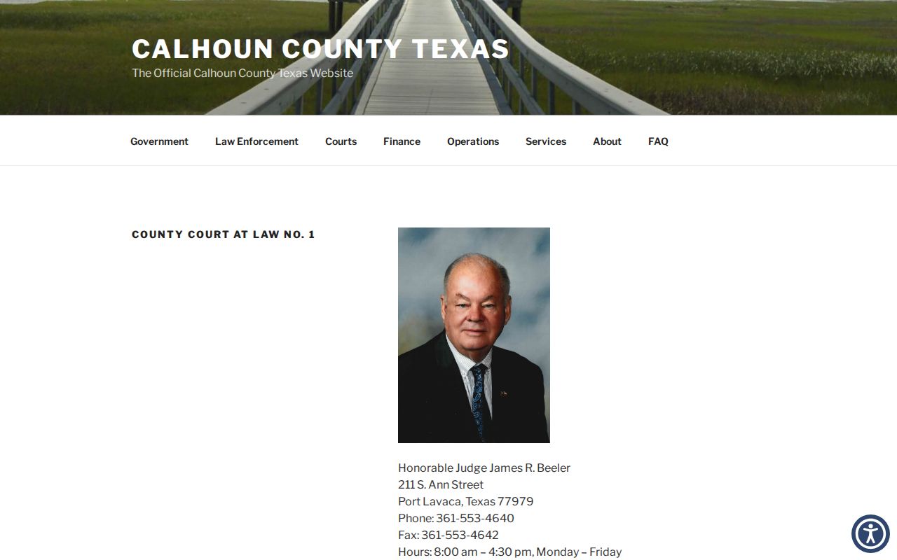 Calhoun County criminal court cases and County Court at Law search directions