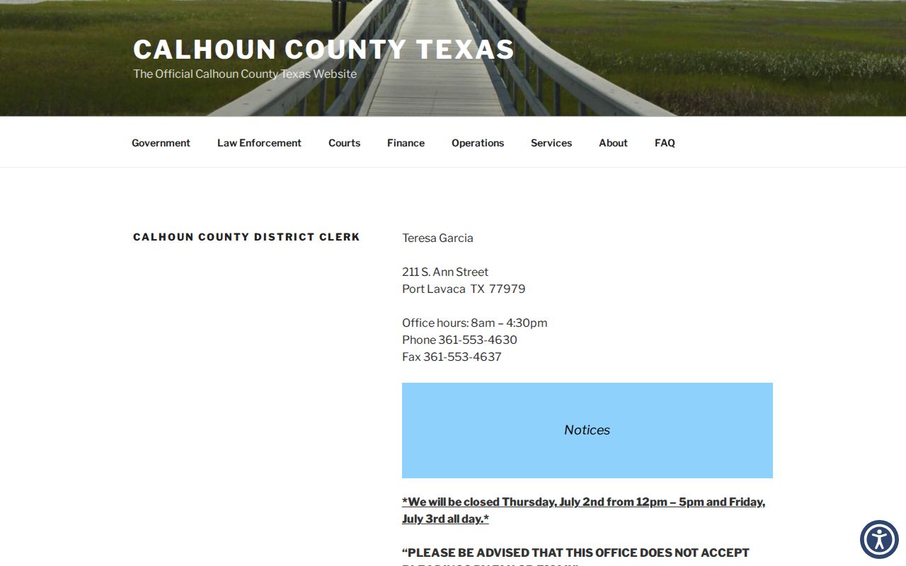 Calhoun County criminal court case access at the District Clerk