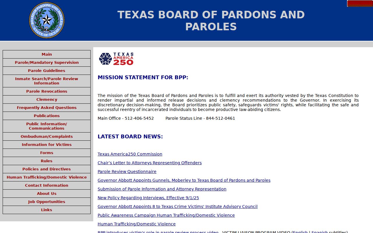 Point Comfort criminal records research through the Texas Board of Pardons and Paroles