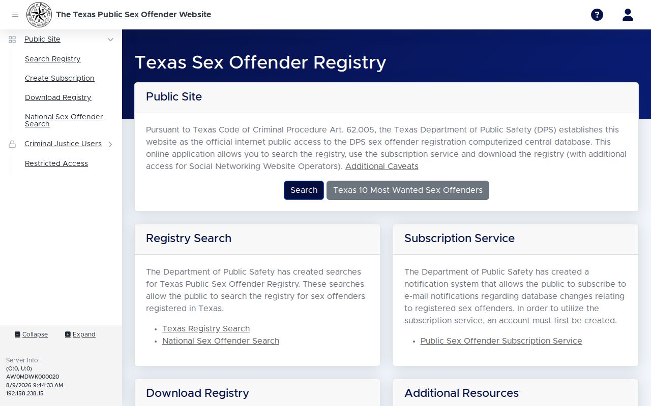 Calhoun County sex offender registry map and list interface