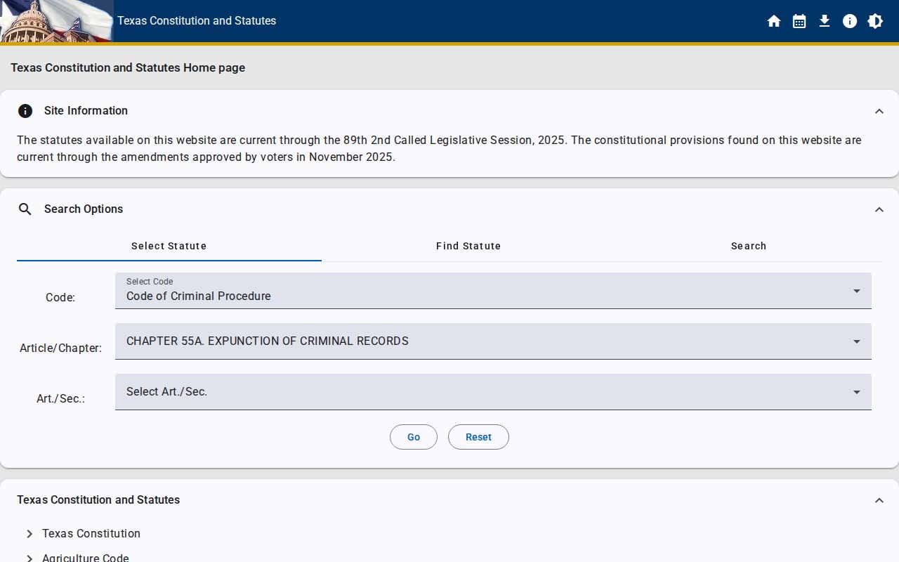 Calhoun County criminal history Texas expunction statute